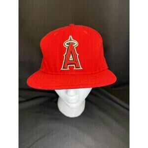 Los Angeles Angels Hat Cap Fitted Mens (7 3/8) Red MLB Baseball 59FIFTY New‎ Era